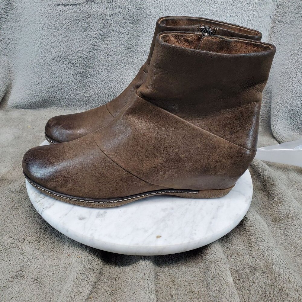 Dansko Shoes Womens 40 US 9.5 Lettie Brown Leather Wedge Ankle Boots